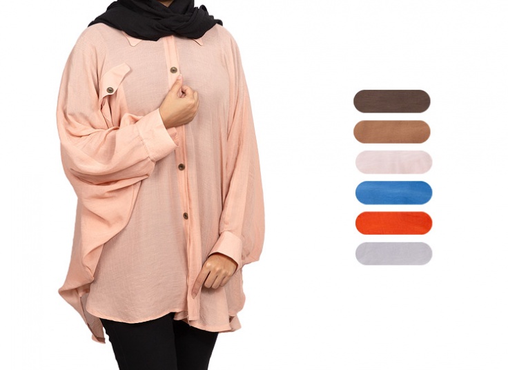 شومیز مانتویی آستین خفاشی