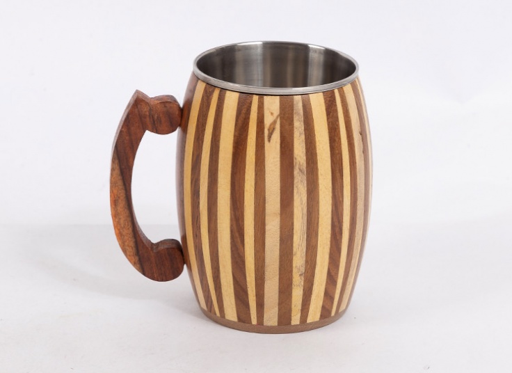 لیوان چوبی دسته دار