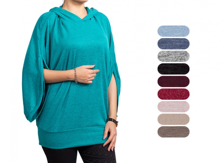 بلوز آستین کیمونو کلاهدار