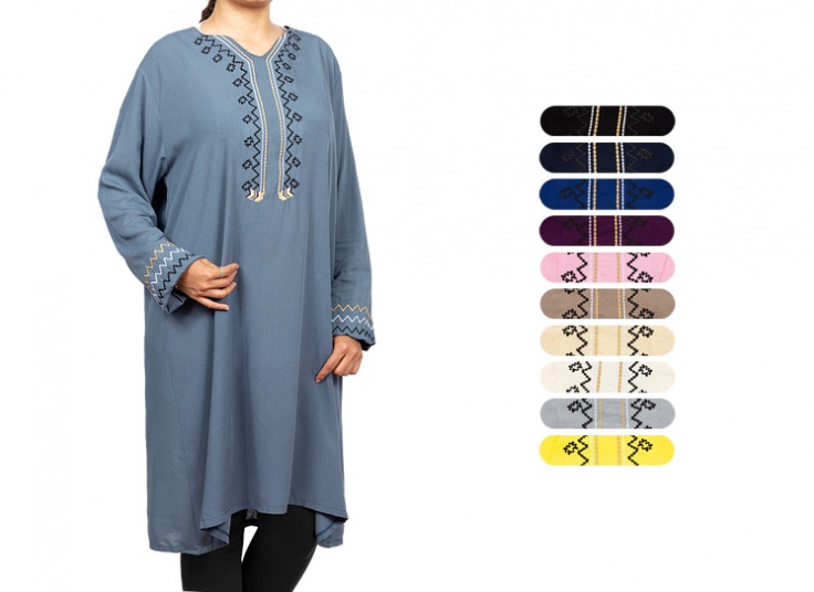 مانتو نخی یقه گلدوزی