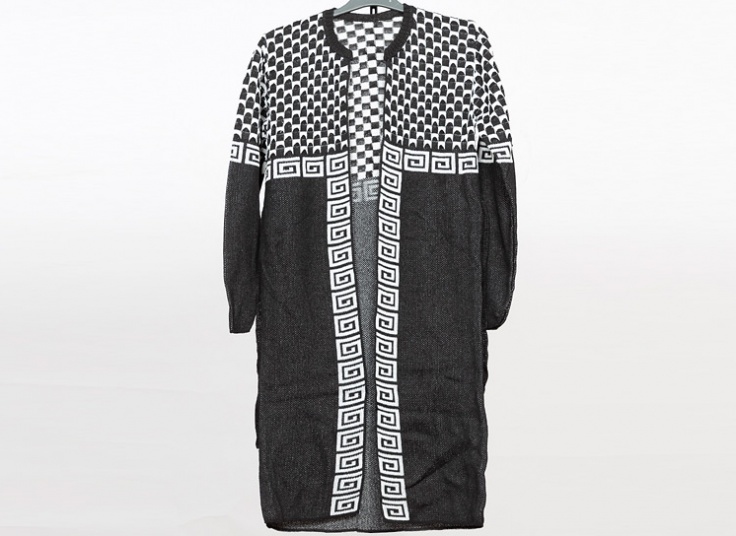 مانتو بافت جلو باز طرح دار