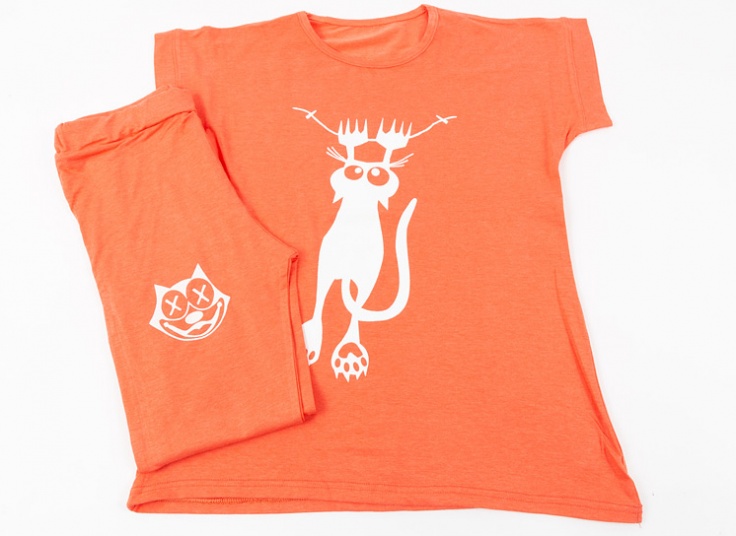 تیشرت شلوار زنانه طرح گربه