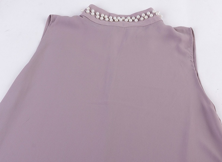 تاپ حریر کرپ یقه مرواریدی