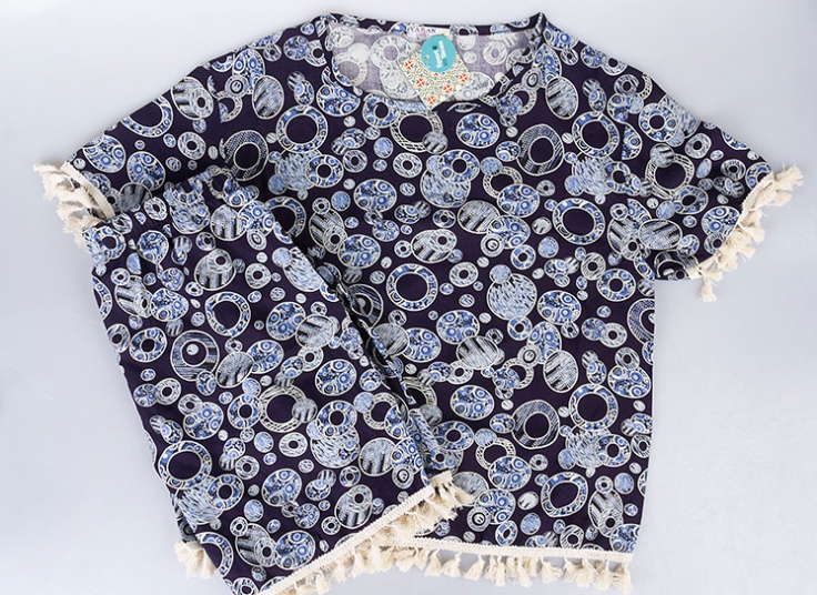 تیشرت و شلوارک نخی زنانه Tassel