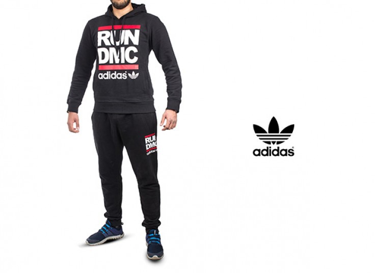 ست سویشرت کلاه دار و شلوار Adidas مدل RUN DMC
