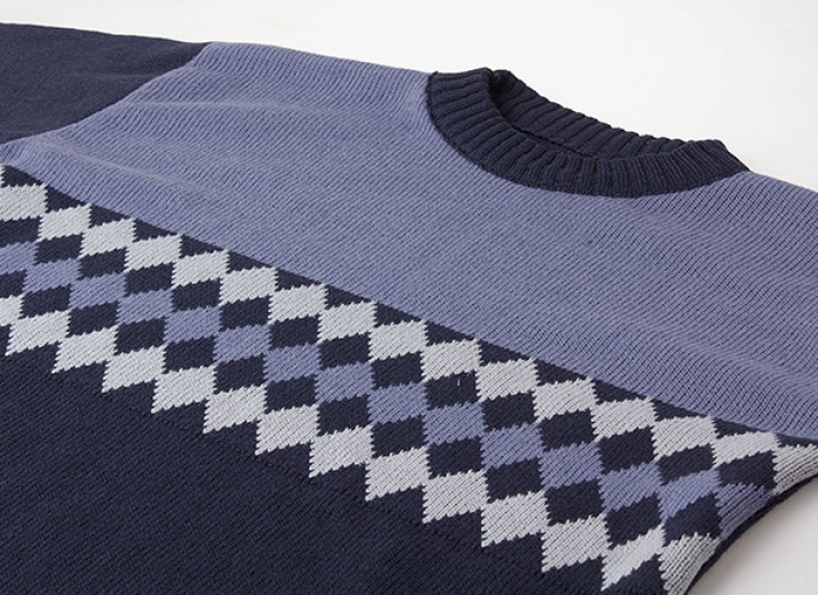 پلیور مردانه یقه گرد طرح Diamond