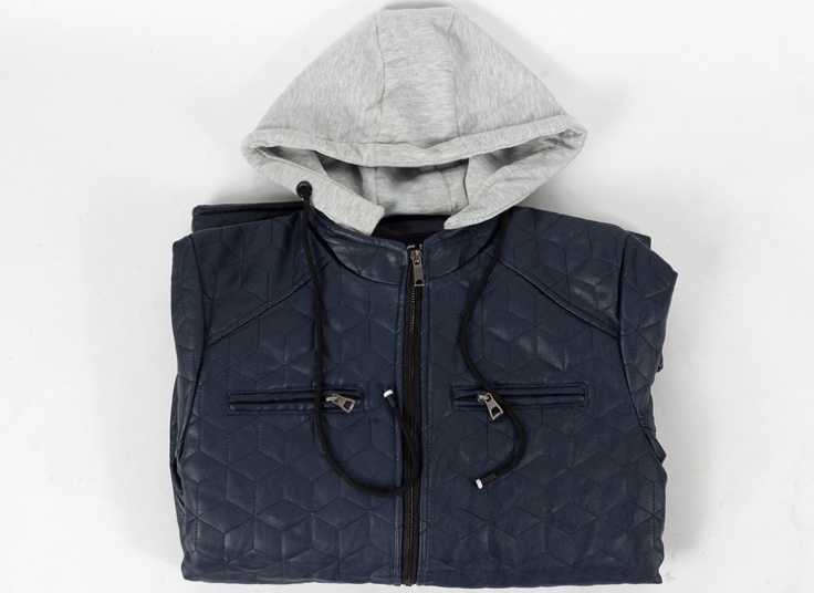 کاپشن کلاه دار چرم مردانه RCJ