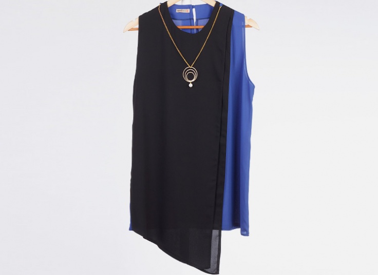 تاپ حریر کرپ زنانه Bicolor