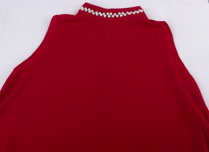 تاپ حریر کرپ یقه مرواریدی