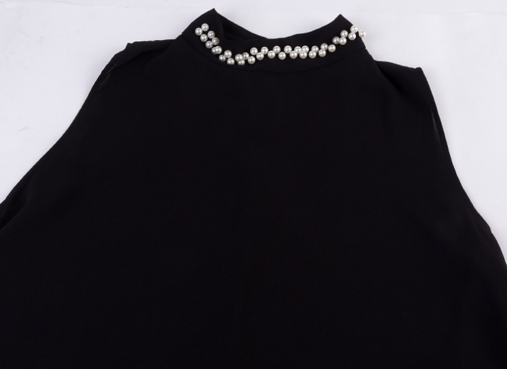 تاپ حریر کرپ یقه مرواریدی