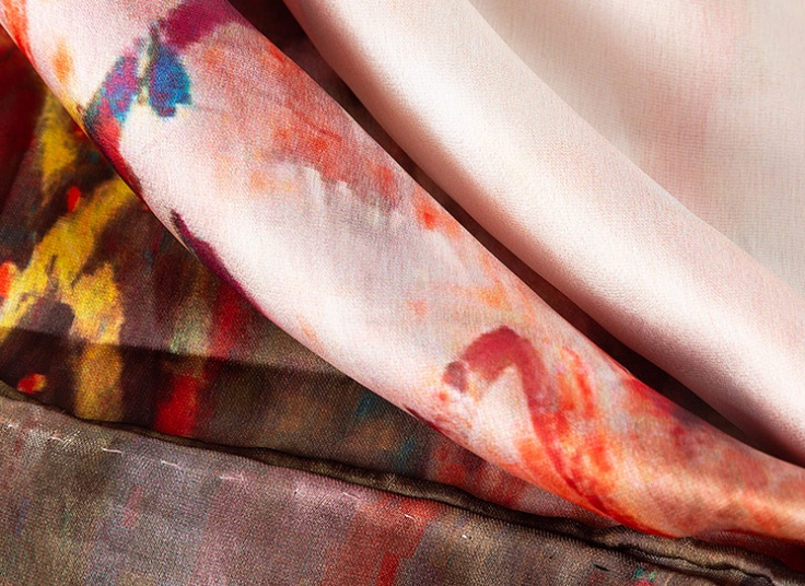 شال ساتن ابریشم دست دوز