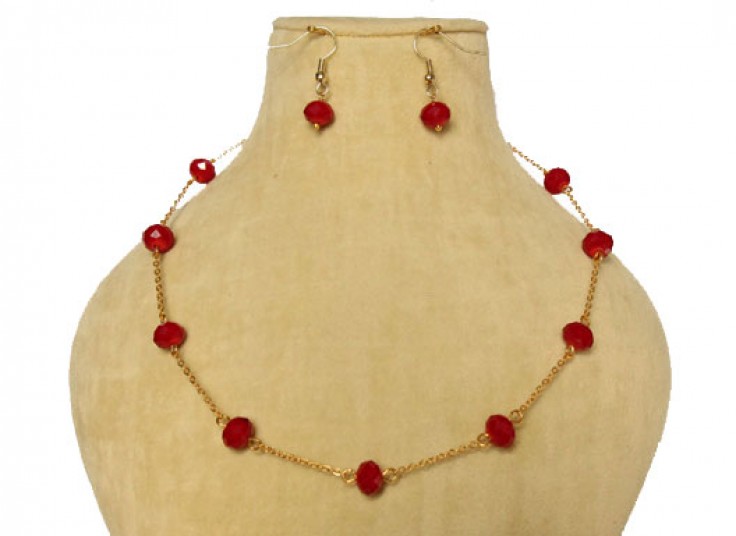 ست کریستال با زنجیر آب طلا eghlimeh