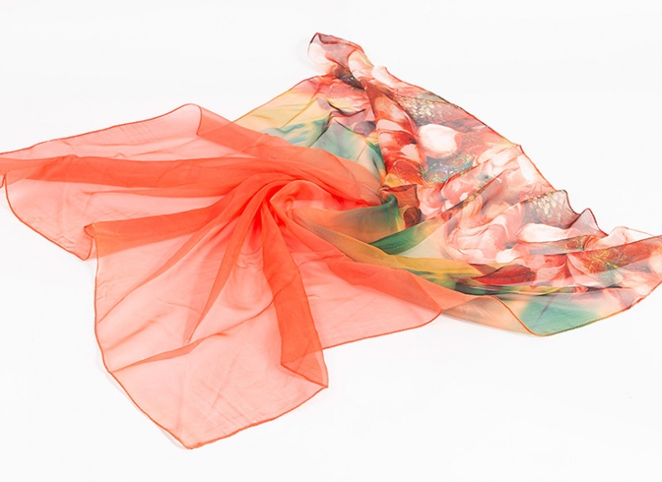 روسری حریر گلدار