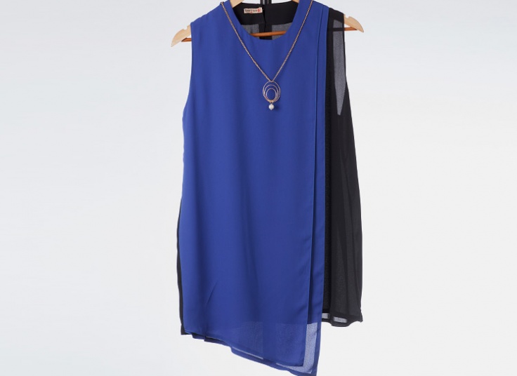 تاپ حریر کرپ زنانه Bicolor