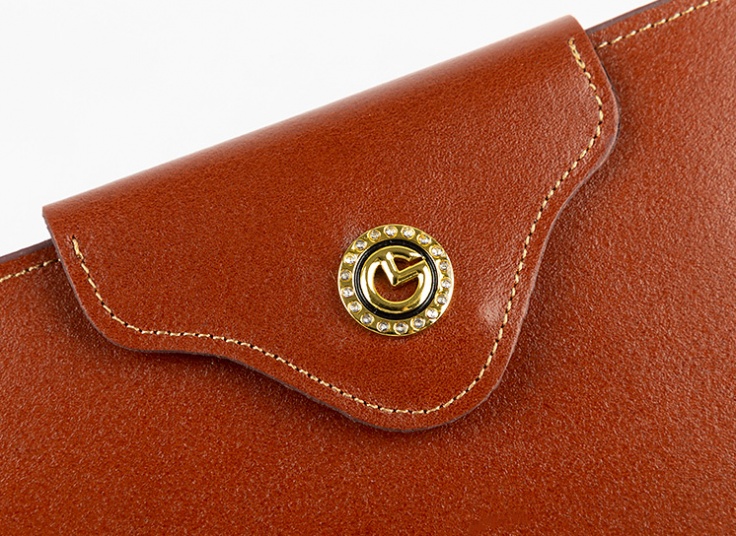 کیف پول چرمی دکمه نگینی