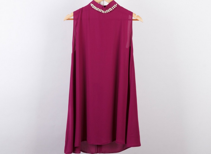 تاپ حریر کرپ یقه مرواریدی