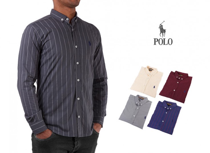 پیراهن راه راه مردانه طرح POLO
