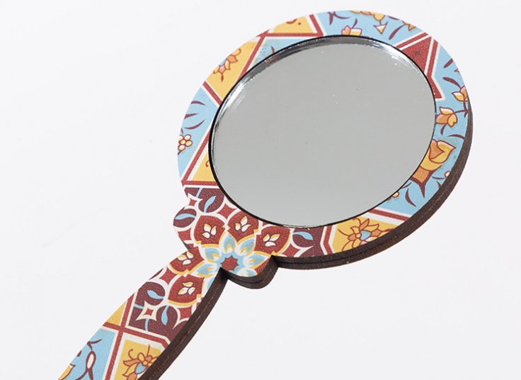 ست آینه و شانه چوبی دسته دار