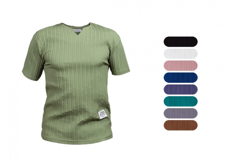 تیشرت مردانه یقه کوبایی طرح zara