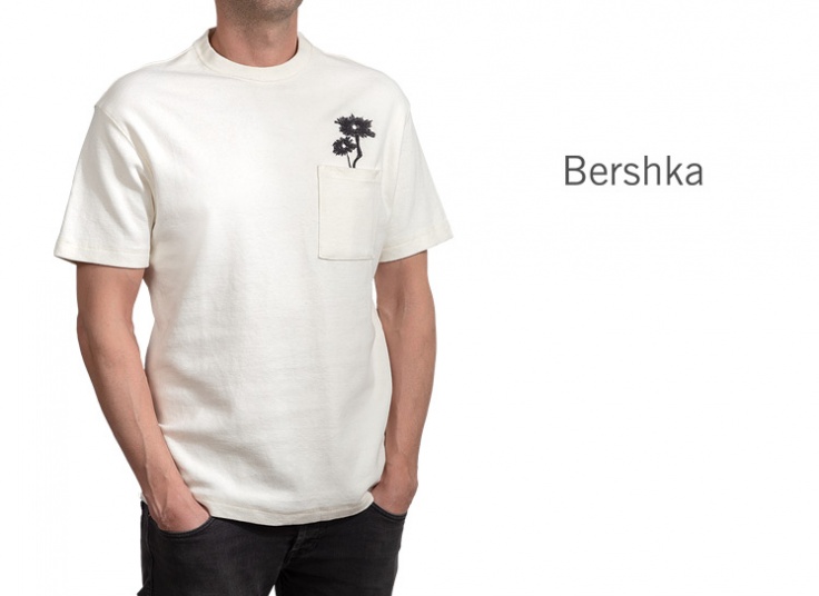تیشرت مردانه تک جیب Bershka