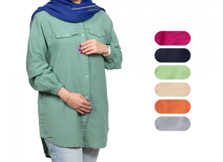 مانتو کنفی جلو دکمه‌ دار