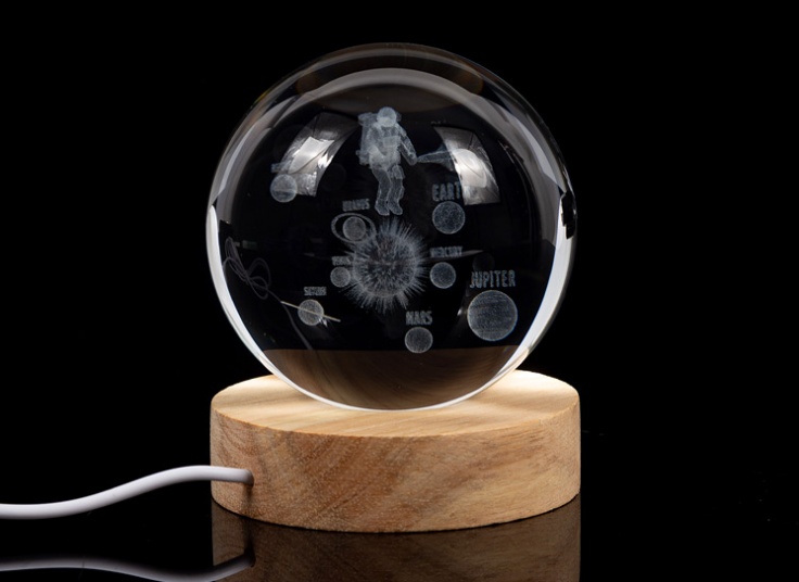 چراغ خواب مدل گوی کریستالی LED دار