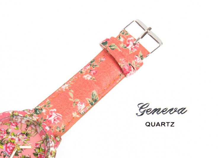 ساعت گلدار چرمی Geneva