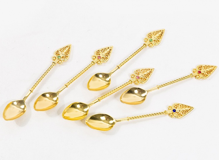 ست 6 عددی قاشق مربا خوری طلایی
