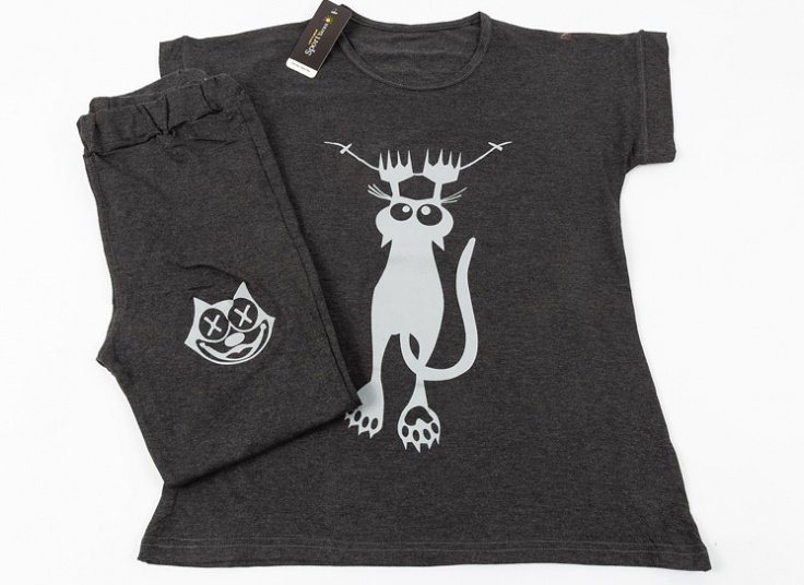 تیشرت شلوار زنانه طرح گربه