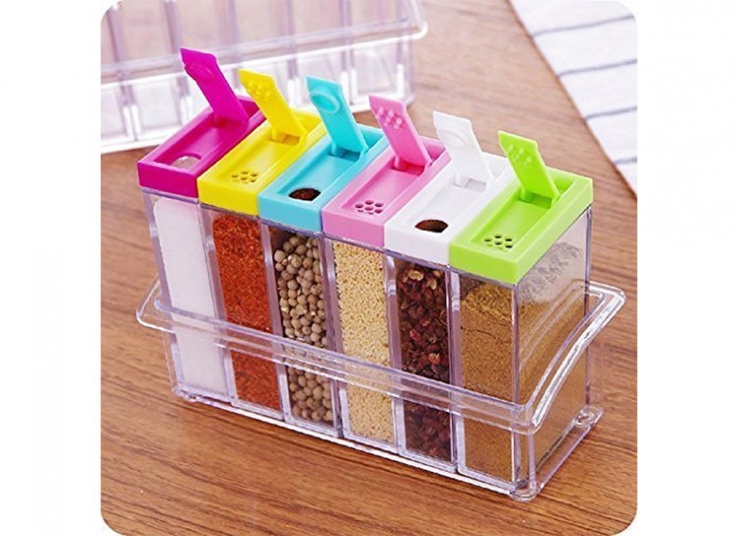 جا ادویه 6 عددی درب رنگی