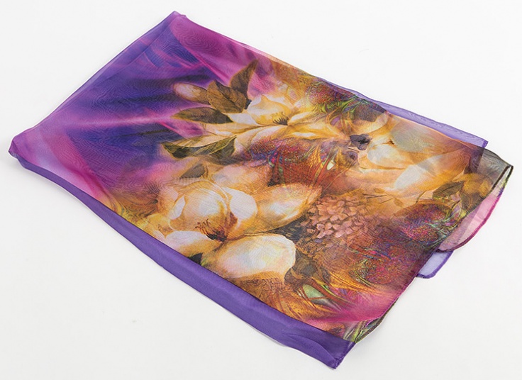 روسری حریر گلدار