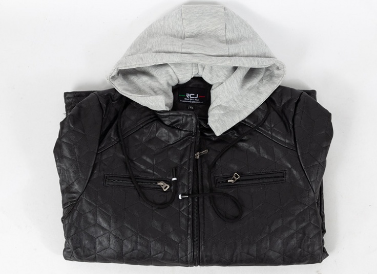 کاپشن کلاه دار چرم مردانه RCJ