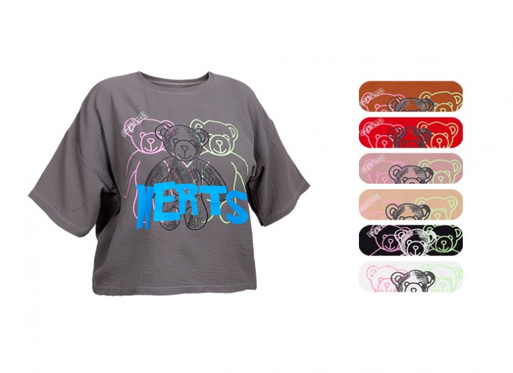 تیشرت کراپ طرح خرس
