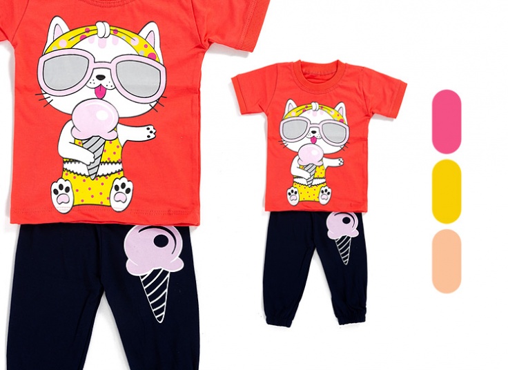 تیشرت شلوار دخترانه طرح گربه