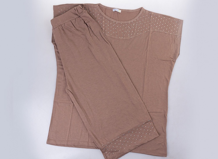 ست تاپ و برمودا سایز بزرگ زنانه Jeweled