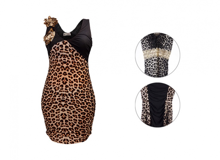 پیراهن کوتاه پلنگی زنانه Ding Yu