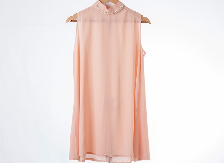 تاپ حریر کرپ یقه مرواریدی