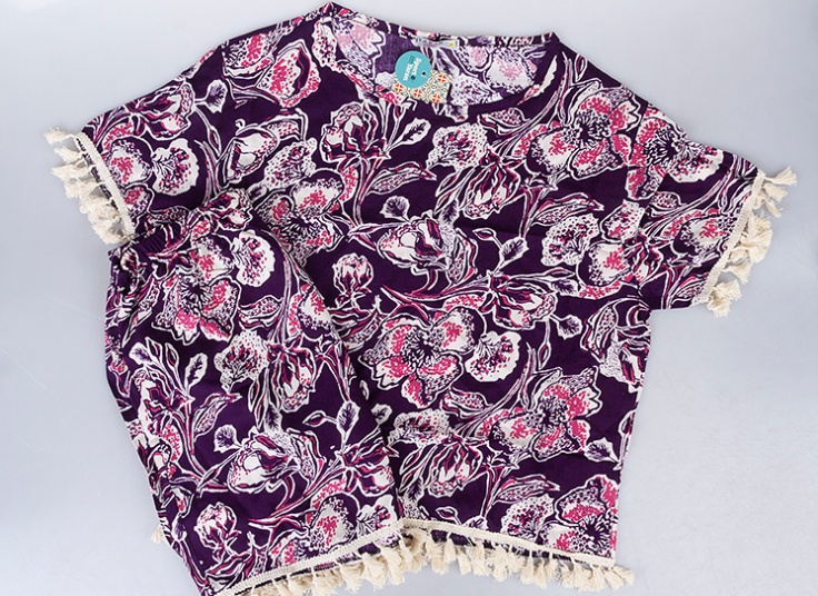 تیشرت و شلوارک نخی زنانه Tassel