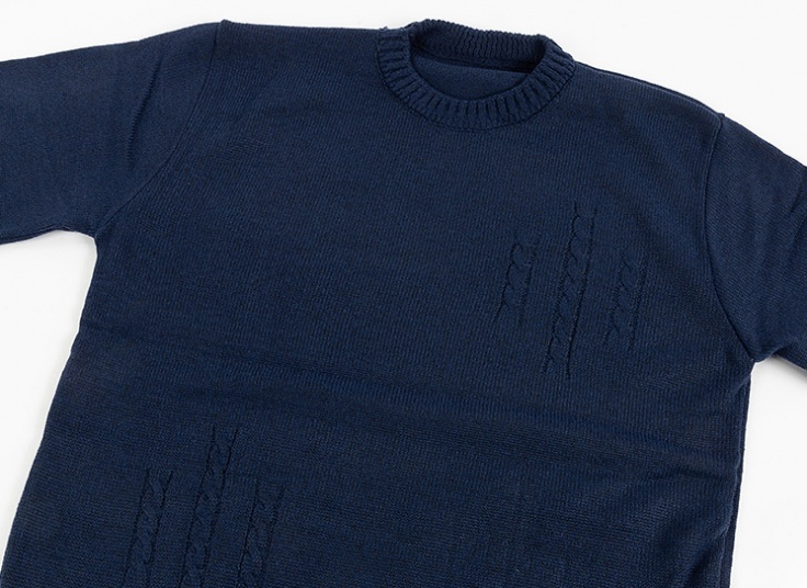 بلوز بافت مردانه یقه گرد نیم پیچ