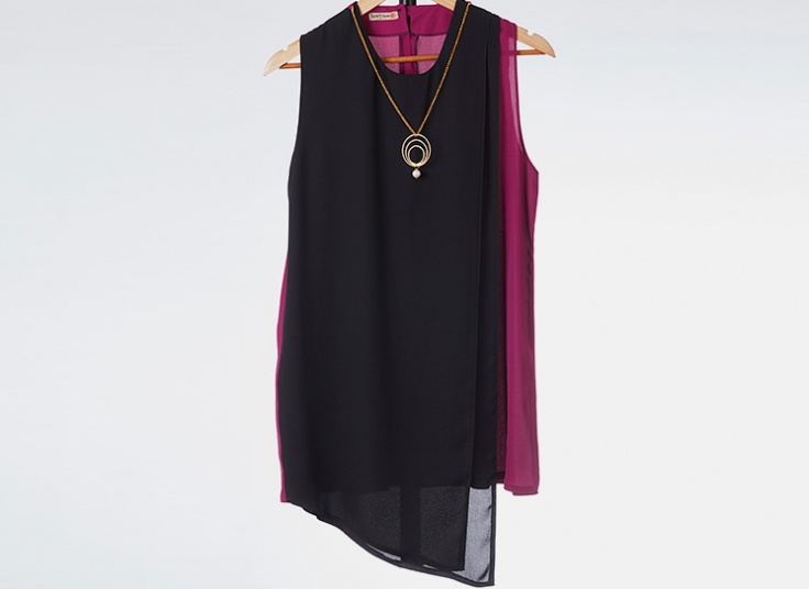 تاپ حریر کرپ زنانه Bicolor