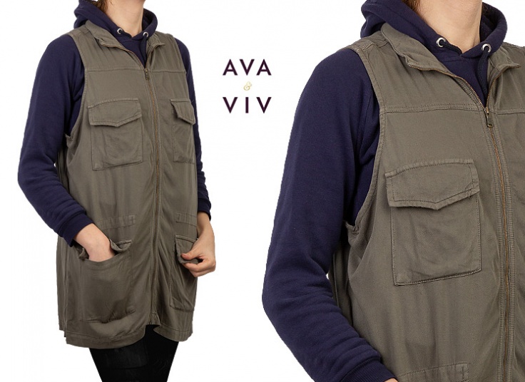 مانتو کتان آستین حلقه‌ای Ava Viv