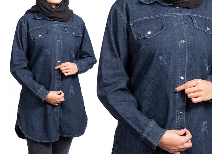 مانتو جین بغل زیپ دار