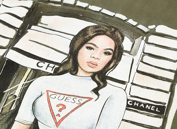 تیشرت فری‌سایز طرح دختر