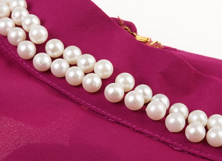 تاپ حریر کرپ یقه مرواریدی