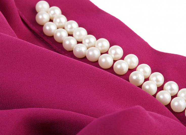 تاپ حریر کرپ یقه مرواریدی