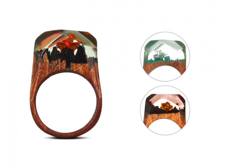 انگشتر چوبی گل رز