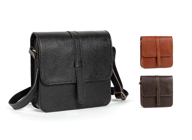 کیف دوشی زنانه چرم طبیعی زبانه دار