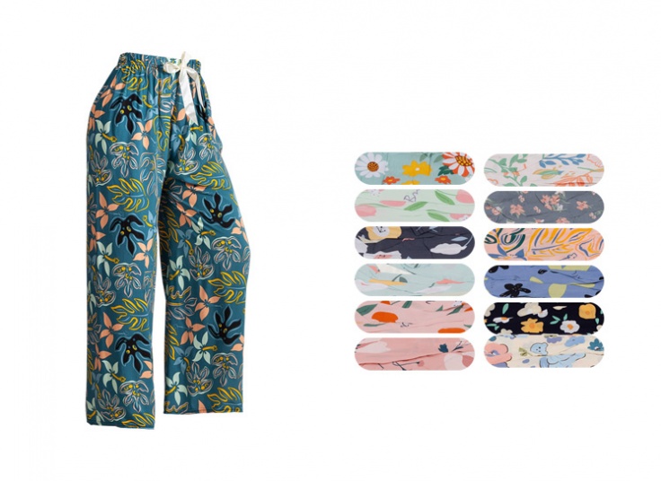 شلوار نخی گلدار PR