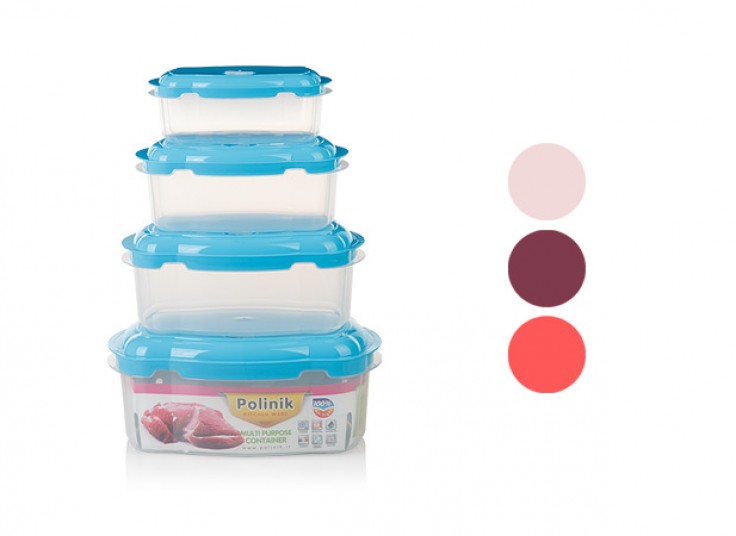 ست ظرف 4 تکه درب دار مدل Rectangle