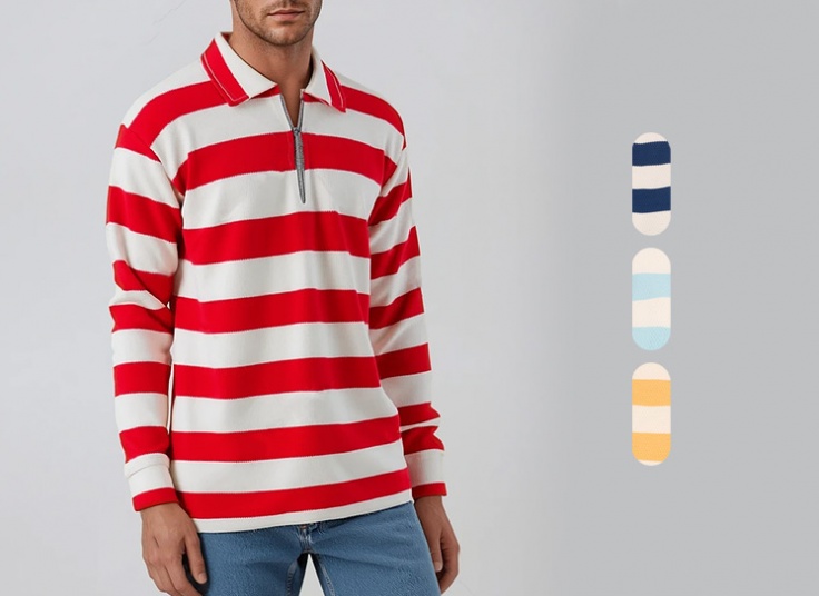 بلوز مردانه راه راه نیم زیپ New Collection